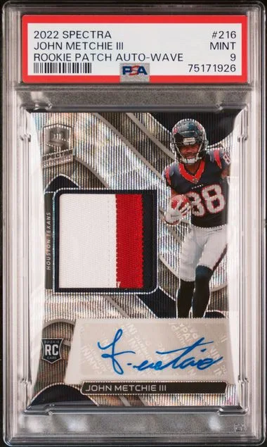 2022 Panini Spectra John Metchie III Patch Autograph-Wave #216 card image