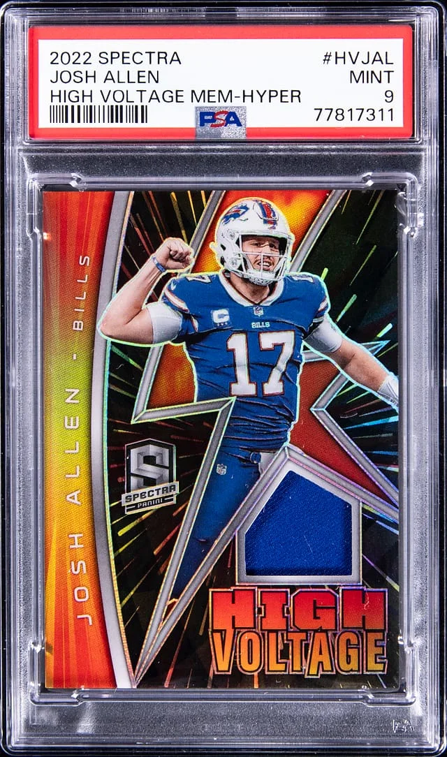2022 Panini Spectra Josh Allen High Voltage Memorabilia Hyper #HVJAL card image