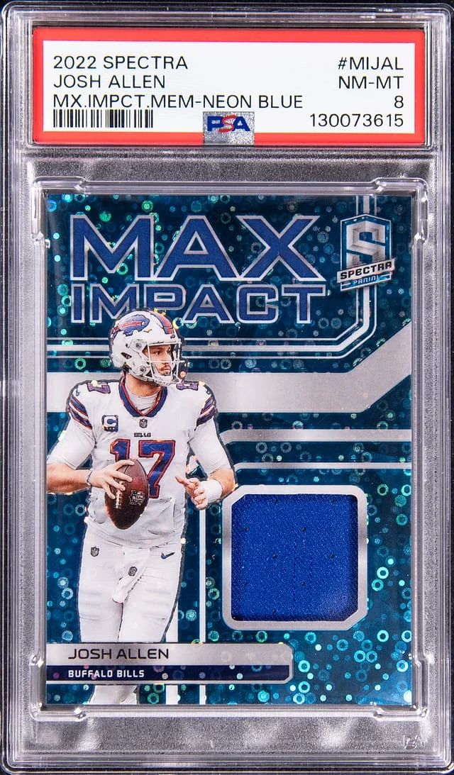 2022 Panini Spectra Josh Allen Max Impact Memorabilia Gold #MI-JAL card image