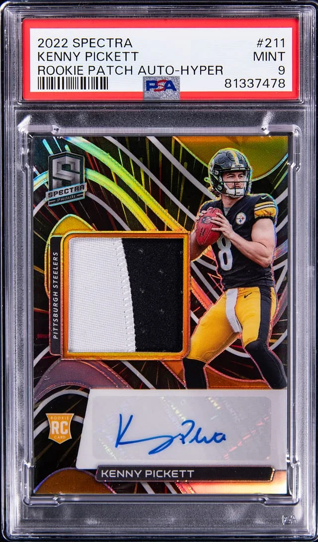 2022 Panini Spectra Kenny Pickett Patch Autograph Hyper Prizm #211 card image