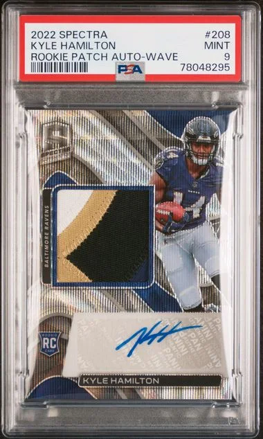 2022 Panini Spectra Kyle Hamilton Patch Autograph-Wave #208 card image