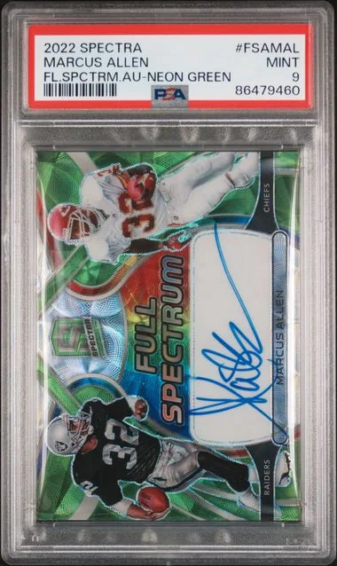 2022 Panini Spectra Marcus Allen Full Spectrum Autographs Neon Green #FSA-MAL card image