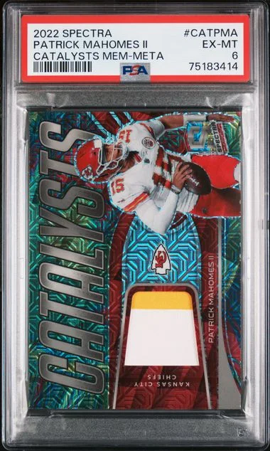 2022 Panini Spectra Patrick Mahomes II Catalysts Memorabilia Meta #CAT-PMA card image