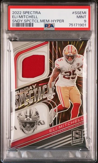 2022 Panini Spectra Sunday Spectacle Memorabilia Hyper Ssemi Eli Mitchell #no-number card image