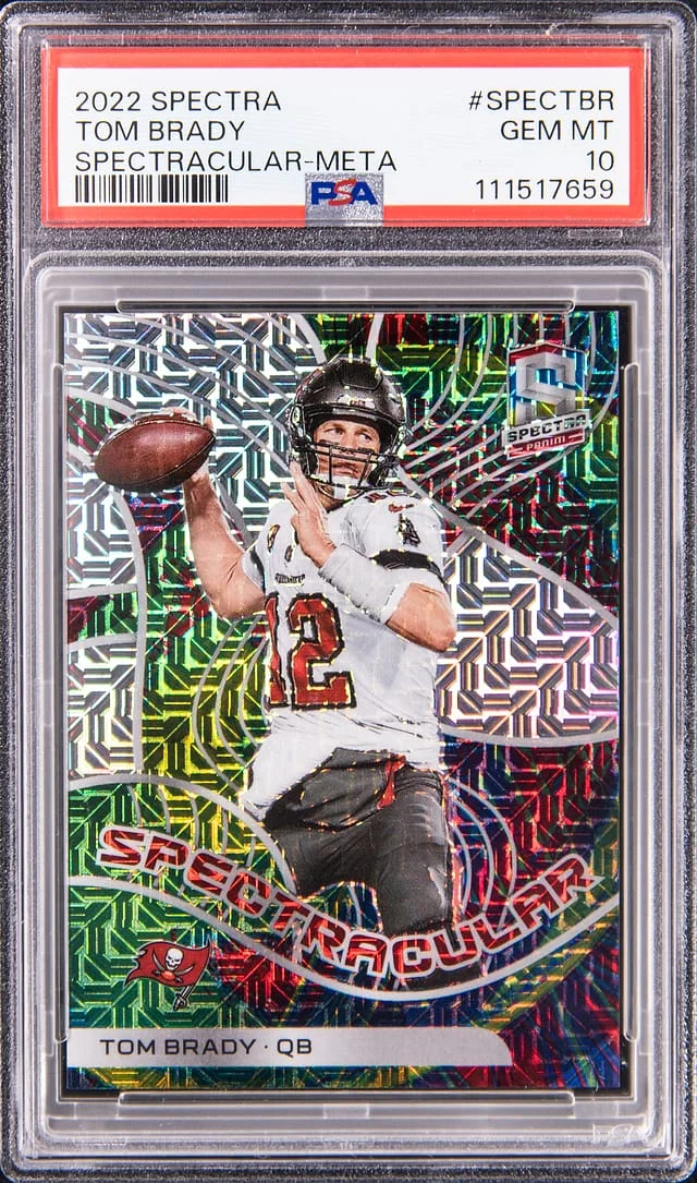 2022 Panini Spectra Tom Brady Spectracular Neon Splatter Prizm #SPEC-TBR card image