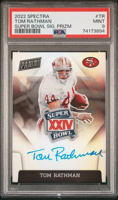 2022 Panini Spectra Tom Rathman Super Bowl Signatures Prizm #TR card image