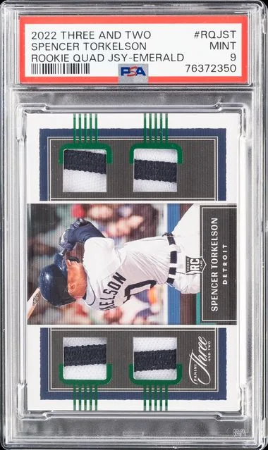 2022 Panini Spencer Torkelson Three and Two Quad Jersey Emerald #RQJST card image