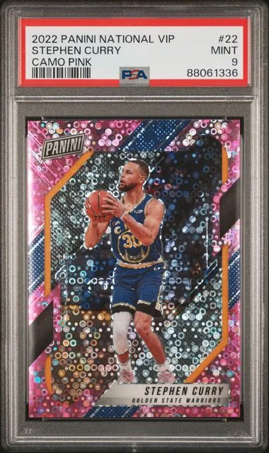 2022 Panini Stephen Curry National VIP Camo Pink #22 card image