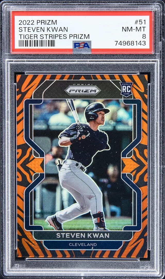 2022 Panini Steven Kwan Tiger Stripes Prizm #51 card image