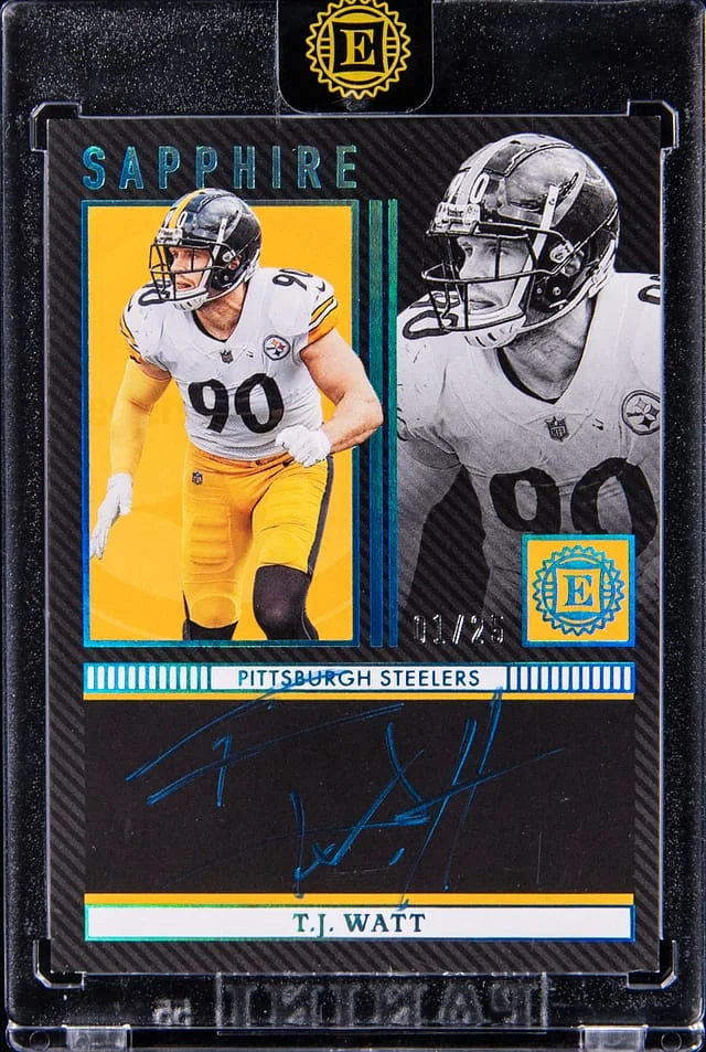 2022 Panini T.J. Watt One Sapphire Autograph #SS-TJW card image