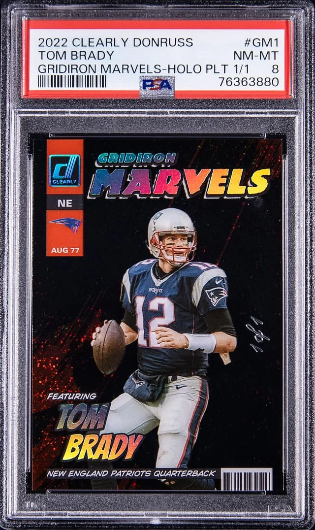 2022 Panini Tom Brady Clearly Donruss Gridiron Marvels Holo Platinum #GM-1 card image
