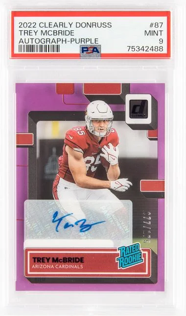 2022 Panini Trey Mcbride Clearly Donruss Autograph-Purple #87 card image