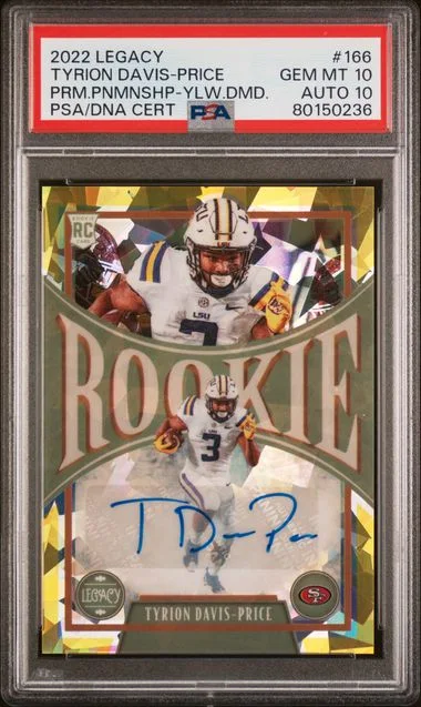 2022 Panini Tyrion Davis-Price Legacy Premium Penmanship-Yellow Diamond #166 card image