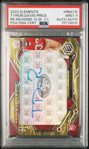 2022 Panini Tyrion Davis-Price Elements Neon Signs Yellow #RNS-TD card image