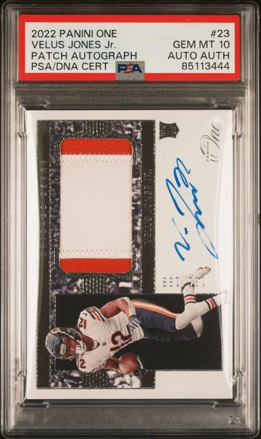 2022 Panini Velus Jones Jr. One Patch Autograph #23 card image