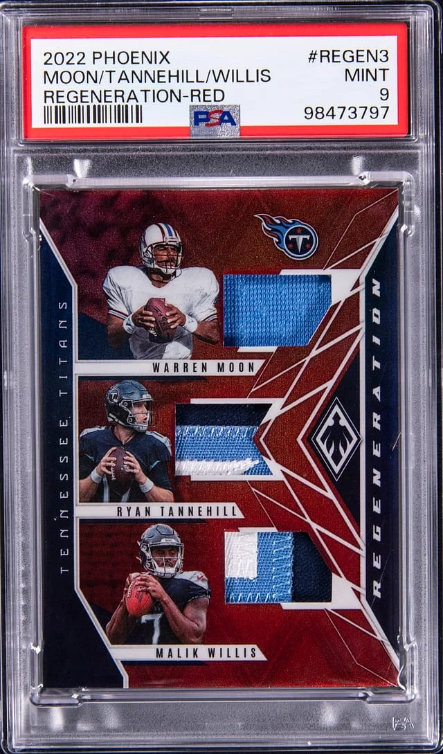 2022 Panini Warren Moon/Ryan Tannehill/Malik Willis Phoenix Regeneration Red #REGEN-3 card image