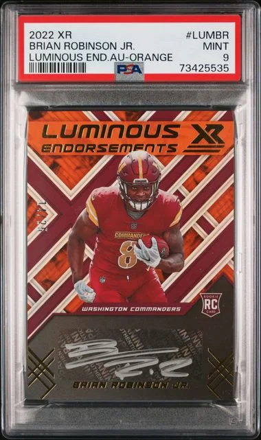 2022 Panini XR Luminous Endorsements Autographs Orange LUM-BR Brian Robinson Jr. #no-number card image