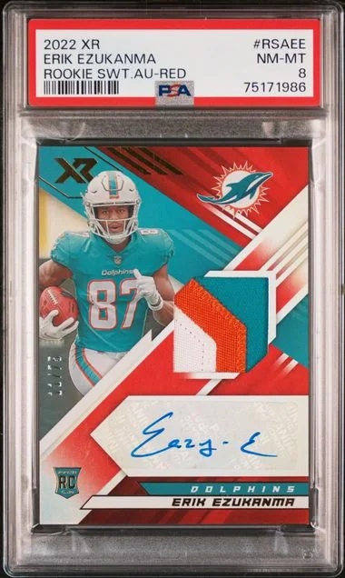 2022 Panini Xr Swatch Autographs Red Rsaee Erik Ezukanma #no-number card image