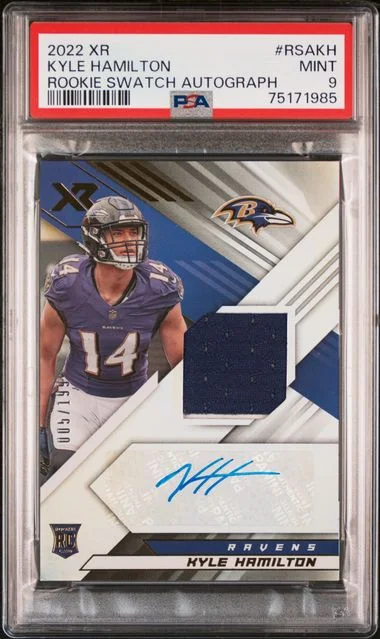 2022 Panini Xr Swatch Autographs Rsakh Kyle Hamilton #no-number card image