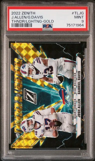 2022 Panini Zenith Thunder & Lightning Gold Tljg Gabriel Davis/Josh Allen #no-number card image