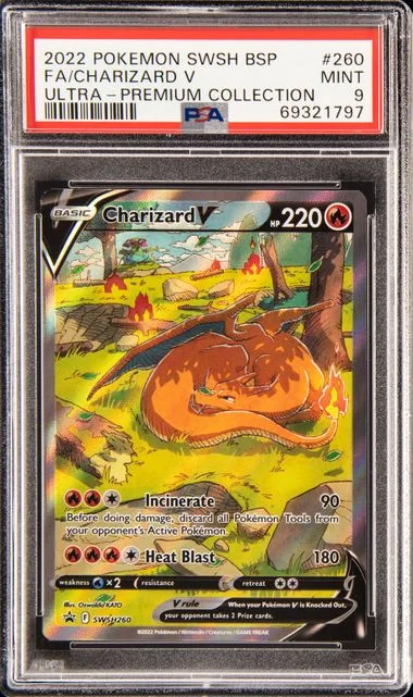 2022 Pokemon Black Star Promo Sword & Shield Ultra Premium Collection Charizard Full Art Holofoil Charizard V #260 card image
