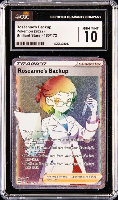 2022 Pokemon Brilliant Stars Full Art Rainbow Rare Holofoil Roseanne's Backup #180 card image