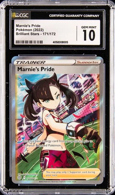 2022 Pokemon Brilliant Stars Full Art Ultra Rare Holofoil Marnie's Pride #171 card image