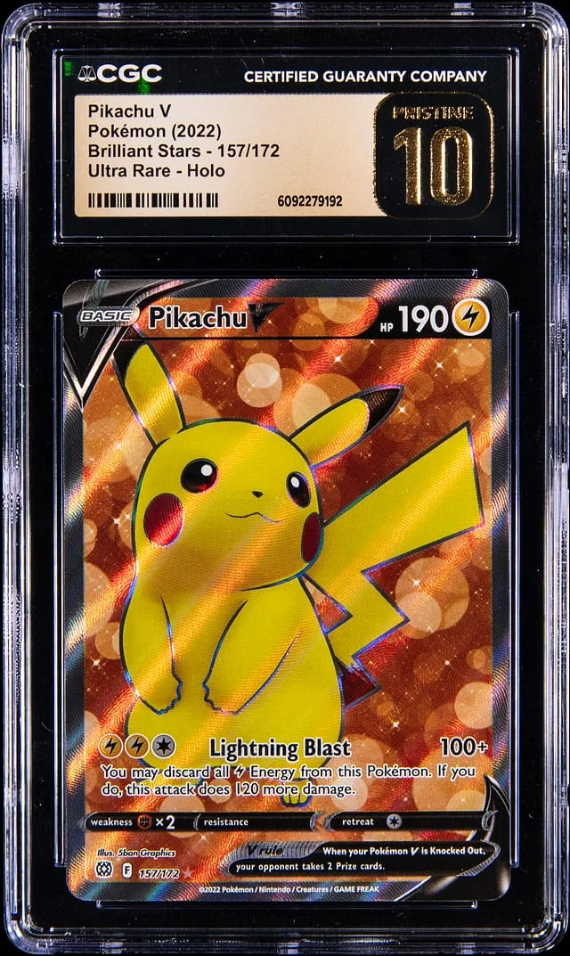 2022 Pokemon Brilliant Stars Ultra Rare Holo Pikachu V #157 card image