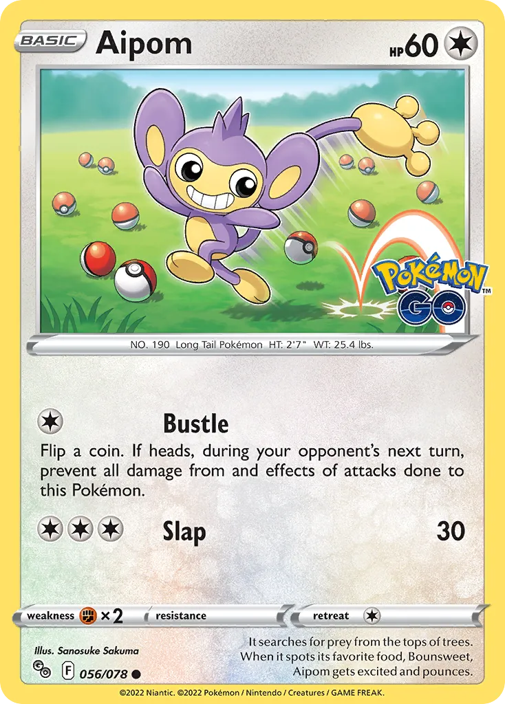 2022 Pokémon GO Aipom Common #56/78 Common card image