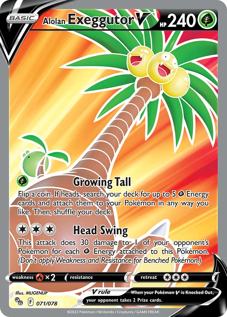 2022 Pokémon GO Alolan Exeggutor V Rare Holo V #05/78 Rare Holo V card image