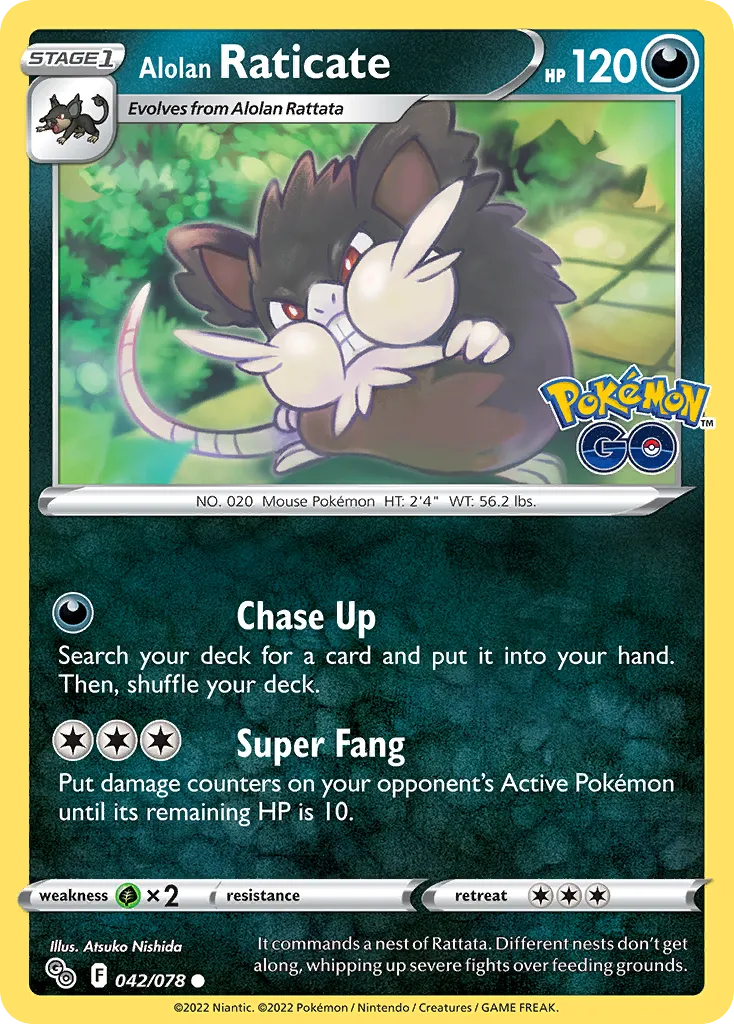 2022 Pokémon GO Alolan Raticate Common #42/78 Common card image
