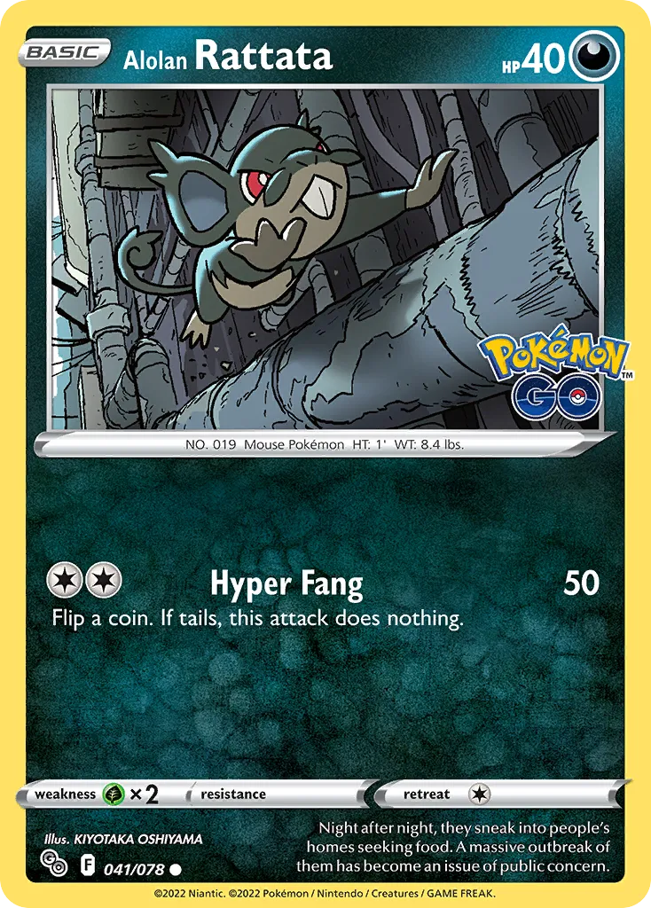 2022 Pokémon GO Alolan Rattata Common #41/78 Common card image