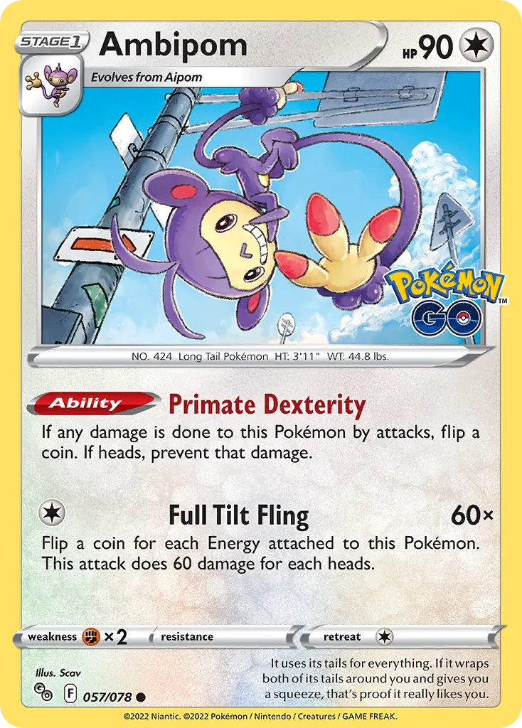 2022 Pokémon GO Ambipom Common #57/78 Common card image