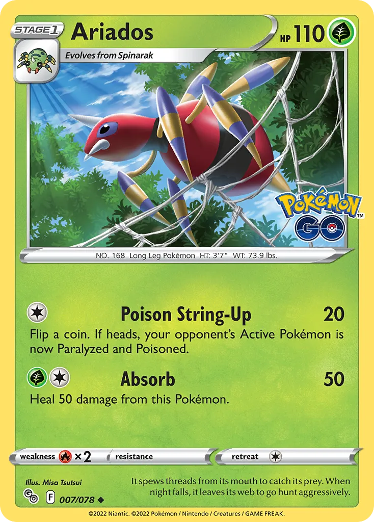 2022 Pokémon GO Ariados Uncommon #07/78 Uncommon card image