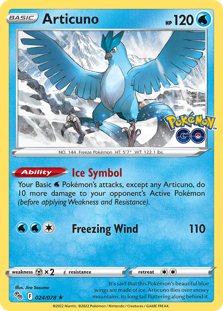 2022 Pokémon GO Articuno Rare Holo #24/78 Rare Holo card image