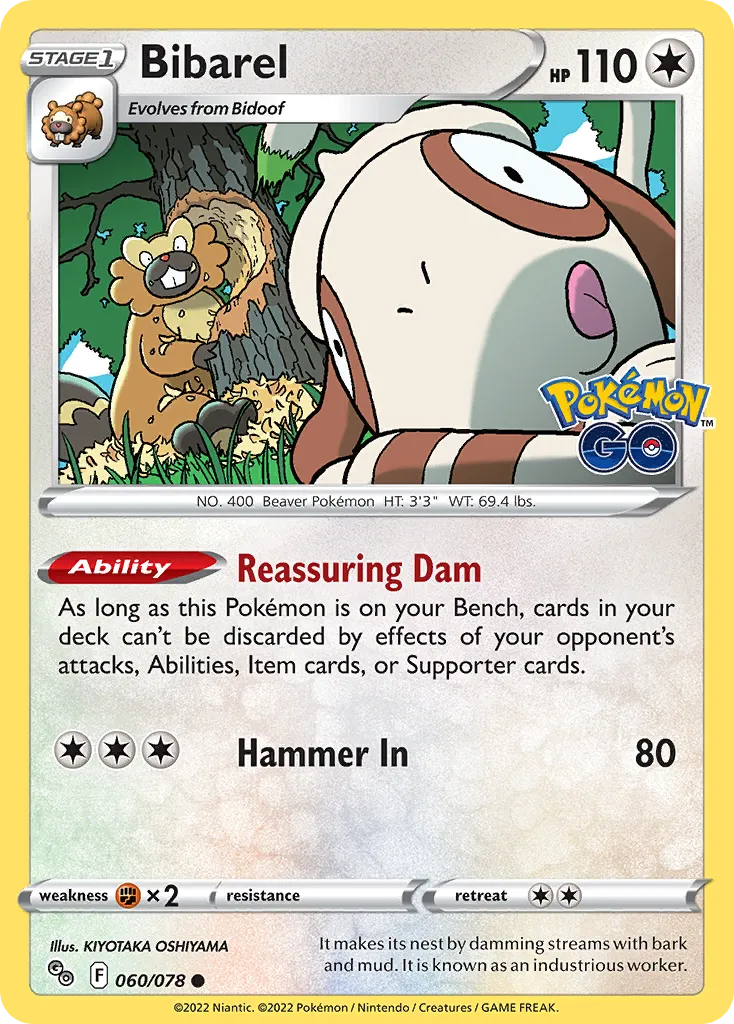 2022 Pokémon GO Bibarel Common #60/78 Common card image