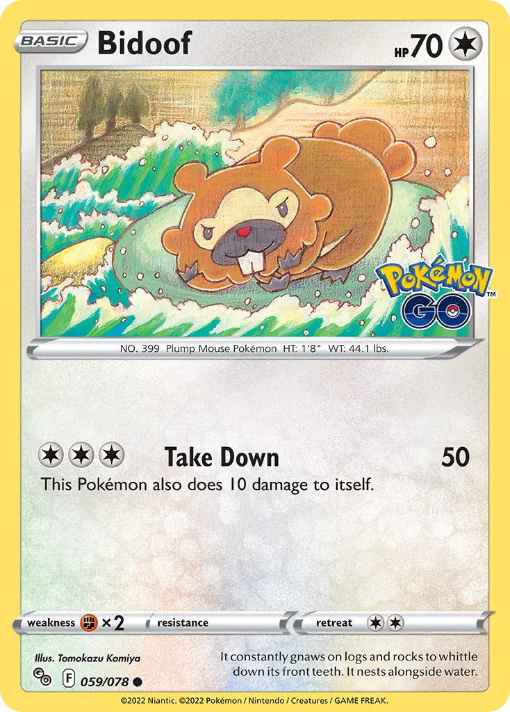 2022 Pokémon GO Bidoof Common #59/78 Common card image