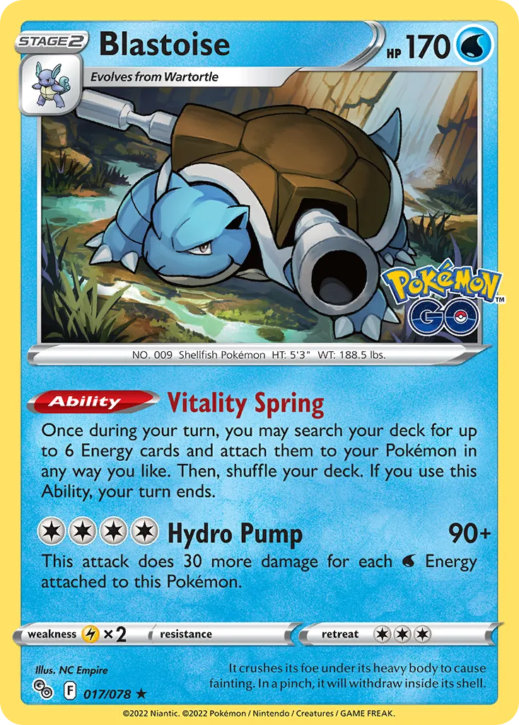 2022 Pokémon GO Blastoise Rare Holo #17/78 Rare Holo card image