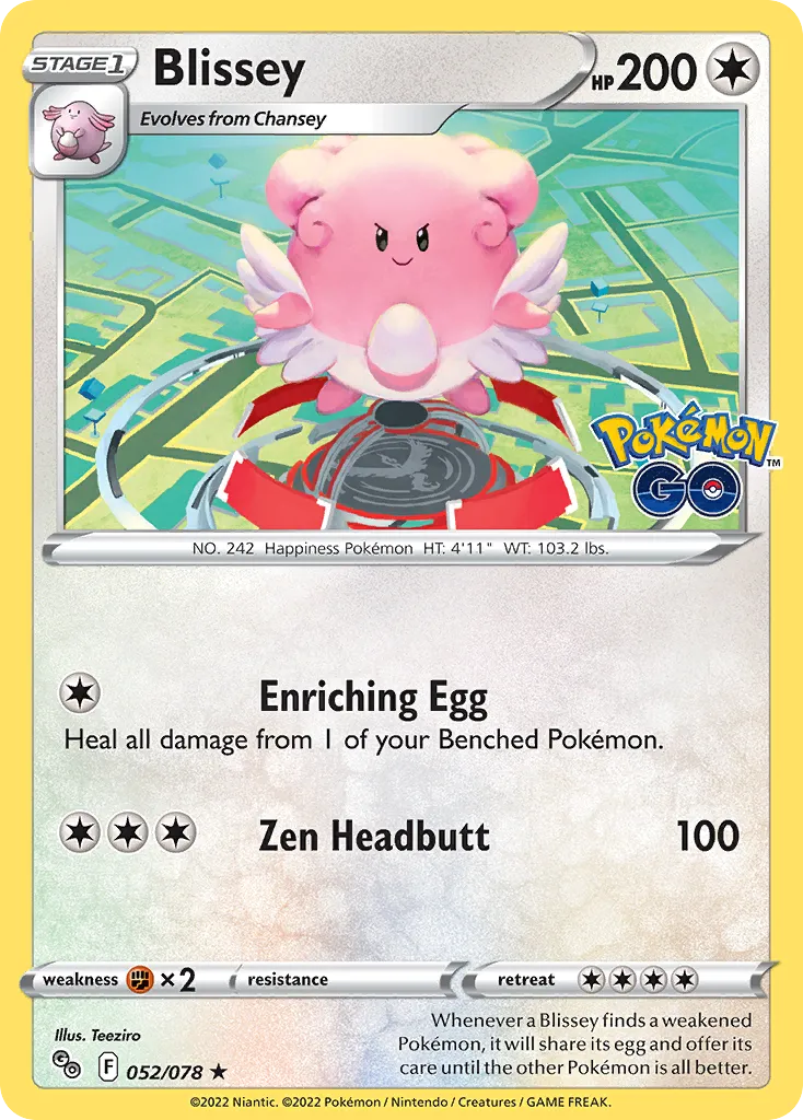 2022 Pokémon GO Blissey Rare Holo #52/78 Rare Holo card image