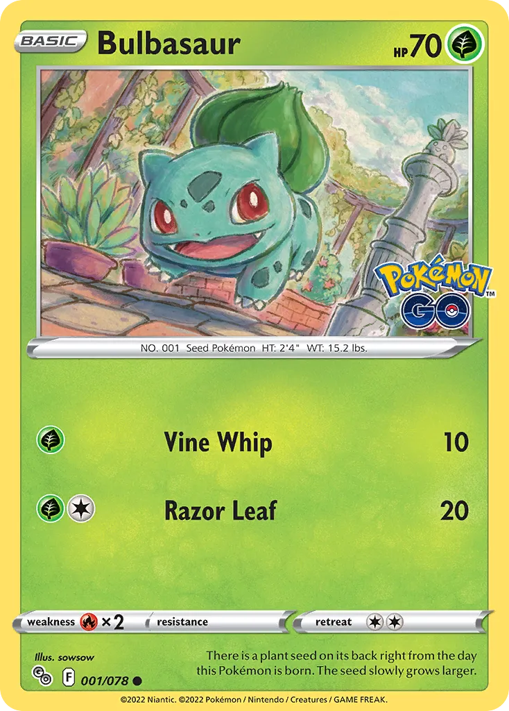 2022 Pokémon GO Bulbasaur Common #01/78 Common card image
