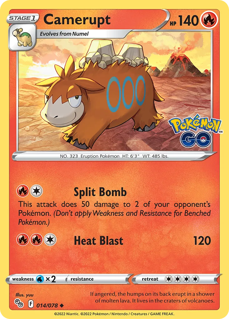 2022 Pokémon GO Camerupt Uncommon #14/78 Uncommon card image