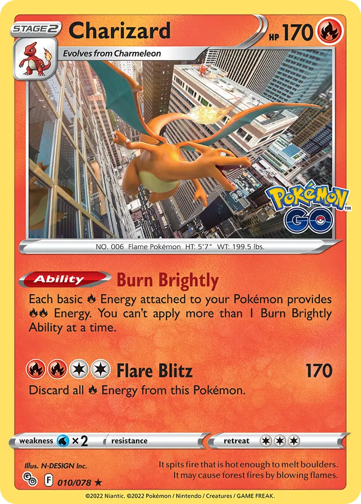 2022 Pokémon GO Charizard Rare Holo #10/78 Rare Holo card image