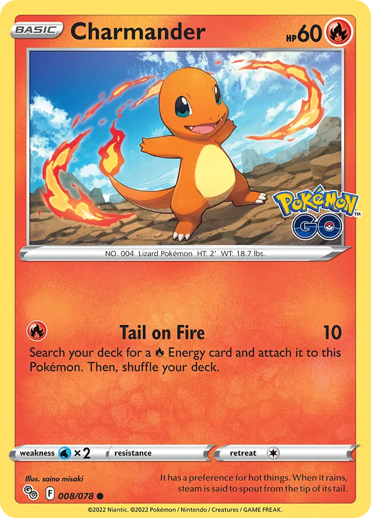 2022 Pokémon GO Charmander Common #08/78 Common card image
