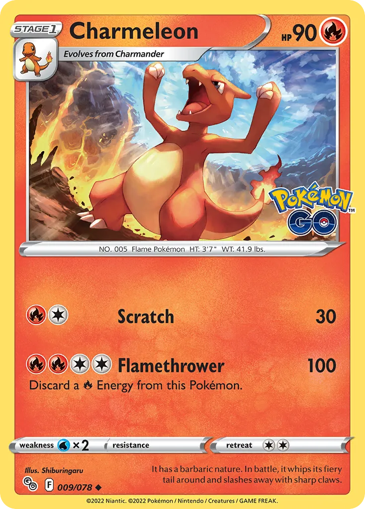 2022 Pokémon GO Charmeleon Uncommon #09/78 Uncommon card image