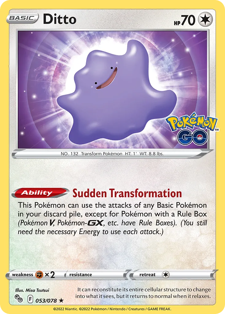 2022 Pokémon GO Ditto Rare Holo #53/78 Rare Holo card image