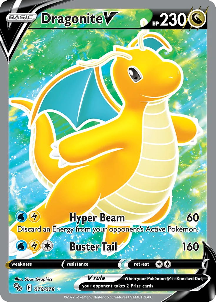 2022 Pokémon GO Dragonite V #76/78 Rare Ultra card image
