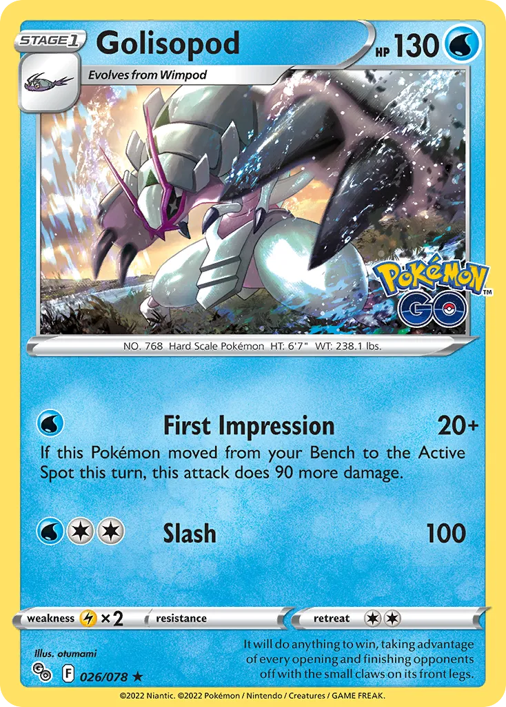 2022 Pokémon GO Golisopod Rare Holo #26/78 Rare Holo card image
