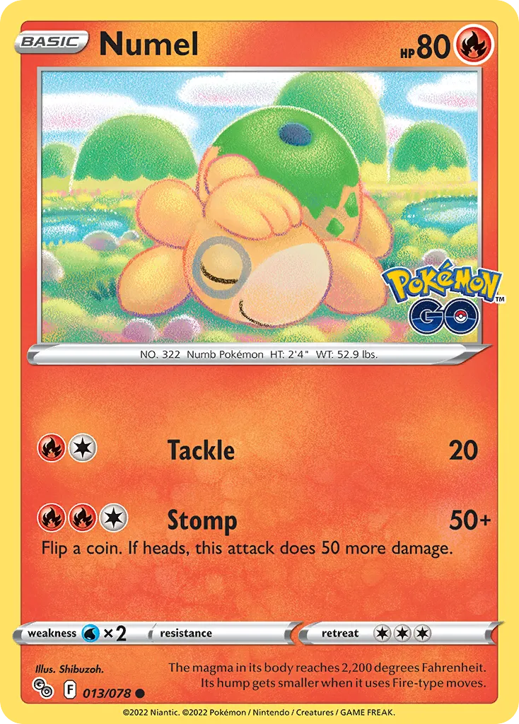 2022 Pokémon GO Numel Common #13/78 Common card image