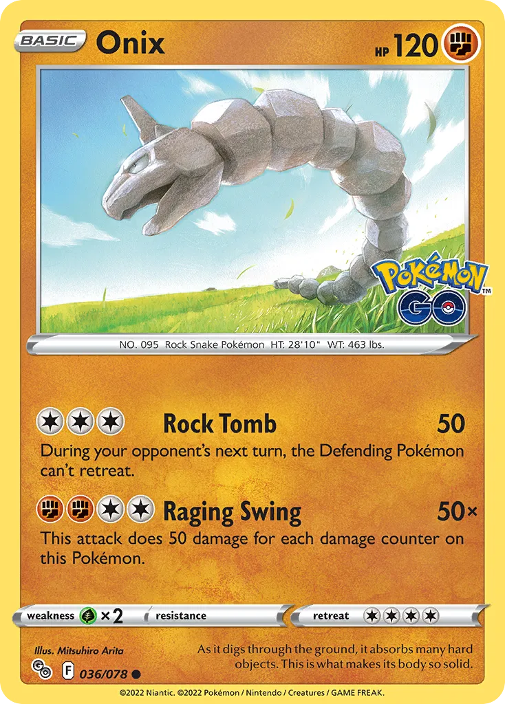 2022 Pokémon GO Onix Common #36/78 Common card image