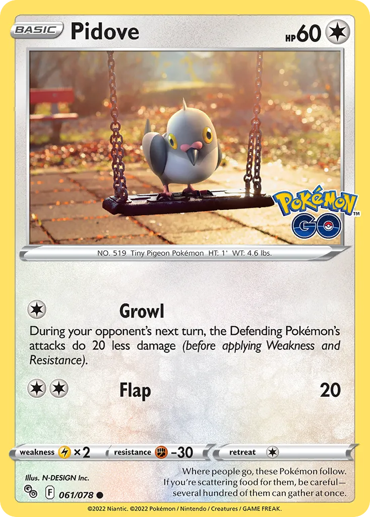 2022 Pokémon GO Pidove Common #61/78 Common card image